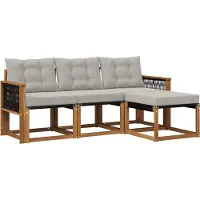 vidaXL Ensemble de canapés d'extérieur avec coussins 4 pièces Naturel et gris clair