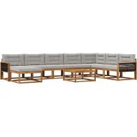 vidaXL Ensemble de canapés d'extérieur avec coussins 9 pièces Naturel et gris clair