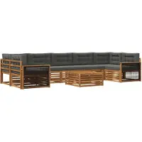 vidaXL Ensemble de canapés d'extérieur avec coussins 8 pièces Nature et Anthracite