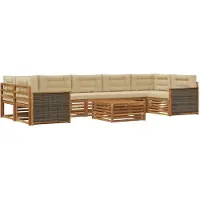 vidaXL Ensemble de salon de jardin 8 pièces, couleurs naturelles et beige