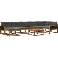 vidaXL Ensemble de canapés d'extérieur avec coussins 8 pièces Nature et Anthracite