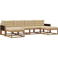 vidaXL Ensemble de sofa d'extérieur, 6 pièces, couleurs naturelles et beige