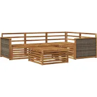 vidaXL Ensemble de salon de jardin 5 pièces en bois d'acacia massif, finition naturelle
