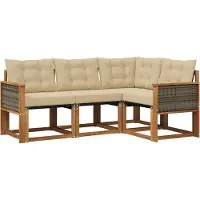 vidaXL Ensemble de salon de jardin, 4 pièces, couleurs naturelles et beige