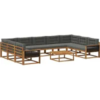 vidaXL Ensemble de canapés d'extérieur avec coussins 10 pièces Nature et Anthracite