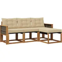 vidaXL Ensemble de canapés d'extérieur avec coussins 4 pièces Nature et Beige