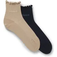 HUGO Lot de deux paires de chaussettes courtes côtelées à bord laitue