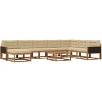 vidaXL Ensemble de canapés d'extérieur avec coussins 9 pièces Nature et Beige