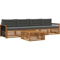 vidaXL Ensemble de canapés d'extérieur avec coussins 5 pièces Nature et Anthracite