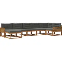 vidaXL Ensemble de canapés d'extérieur avec coussins 7 pièces Nature et Anthracite