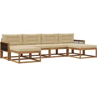 vidaXL Ensemble de sofa d'extérieur, 6 pièces, couleurs naturelles et beige