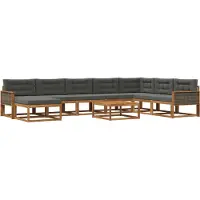 vidaXL Ensemble de canapés d'extérieur avec coussins 9 pièces Nature et Anthracite