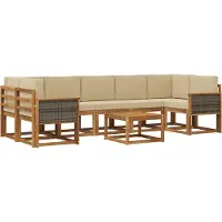 vidaXL Ensemble de canapés d'extérieur avec coussins, 6 pièces, couleur naturelle