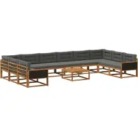 vidaXL Ensemble de canapés d'extérieur avec coussins 11 pièces Nature et Anthracite