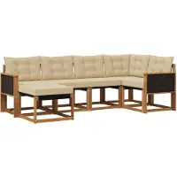 vidaXL Ensemble de canapés d'extérieur avec coussins 6 pièces Nature et Beige