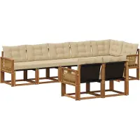 vidaXL Ensemble de canapés d'extérieur avec coussins 8 pièces Nature et Beige