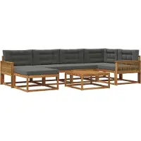 vidaXL Ensemble de canapés d'extérieur avec coussins 7 pièces Nature et Anthracite