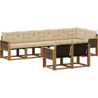 vidaXL Ensemble de canapés d'extérieur avec coussins 8 pièces Nature et Beige