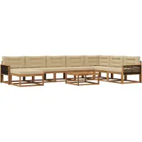 vidaXL Ensemble de canapés d'extérieur avec coussins 9 pièces Nature et Beige