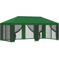 vidaXL Kiosque avec parois latérales 6 x 3 m, vert, polyester et acier 190