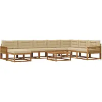vidaXL Ensemble de canapés d'extérieur avec coussins 9 pièces Nature et Beige
