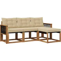 vidaXL Ensemble de salon de jardin, 4 pièces, couleurs naturelles et beige