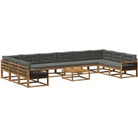 vidaXL Ensemble de canapés d'extérieur avec coussins 11 pièces Nature et Anthracite
