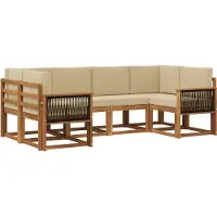 vidaXL - Ensemble de salon de jardin 6 pièces, en bois d'acacia massif, couleurs naturelles et beige
