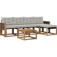 vidaXL Ensemble de sofa d'extérieur, 6 pièces, couleur naturelle et gris clair