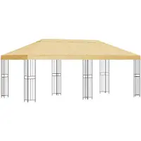 vidaXL , tonnelle de jardin, 6 x 3 mètres, couleur crème, polyester et acier, 190 g/m²