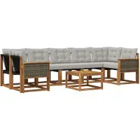 vidaXL Ensemble de canapés d'extérieur avec coussins 8 pièces Naturel et gris clair