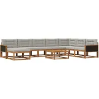 vidaXL Ensemble de canapés d'extérieur avec coussins 9 pièces Naturel et gris clair