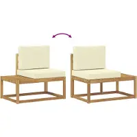vidaXL Ensemble de canapés d'extérieur avec coussins, 3 pièces, blanc et crème, polyester