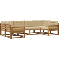 vidaXL Ensemble de canapés d'extérieur avec coussins 6 pièces Nature et Beige