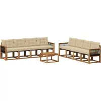 vidaXL Ensemble de salon de jardin 9 pièces, couleurs naturelles et beige