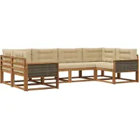 vidaXL Ensemble de canapés d'extérieur avec coussins 6 pièces Nature et Beige