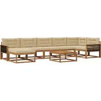 vidaXL Ensemble de canapés d'extérieur avec coussins 8 pièces Nature et Beige