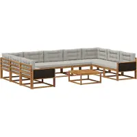 vidaXL Ensemble de canapés d'extérieur avec coussins 10 pièces Naturel et gris clair