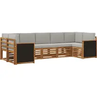 vidaXL Ensemble de sofa d'extérieur, 6 pièces, couleur naturelle et gris clair