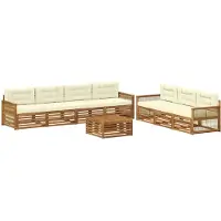 vidaXL Ensemble de salon de jardin 8 pièces, couleurs naturelles et crème