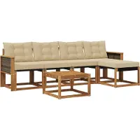 vidaXL Ensemble de sofa d'extérieur, 6 pièces, couleurs naturelles et beige
