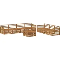 vidaXL Ensemble de salon de jardin 8 pièces en bois d'acacia massif, finition naturelle