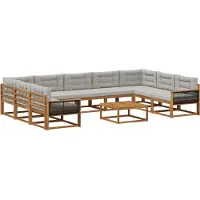 vidaXL Ensemble de canapés d'extérieur avec coussins 10 pièces Naturel et gris clair