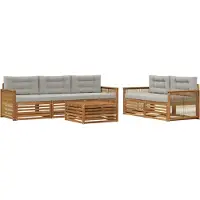 vidaXL Ensemble de sofa d'extérieur, 6 pièces, couleur naturelle et gris clair