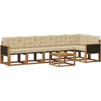 vidaXL Ensemble de canapés d'extérieur avec coussins 7 pièces Nature et Beige