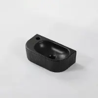 Qeramiq Blend Fontaine - 40x22x12cm - rainuré - demi-rond - trou de robinet à gauche - céramique - noir mat SW1522212