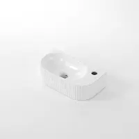 Qeramiq Blend Fontaine - 40x22x12cm - rainuré - semi-circulaire - trou de robinet à droite - céramique - blanc brillant SW1522208