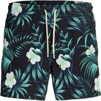 Jack & Jones Shorts de bain 'JPSTMAUI FLOWER' bleu marine / turquoise / noir