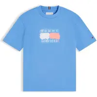 Tommy Hilfiger T-Shirt 'Flag Graffiti' bleu / melon / blanc