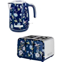 VQ Ensemble petit-déjeuner Laura Ashley comprenant une bouilloire de 1,7 litre et un grille-pain à 4 fentes – Collection Elveden Marine
